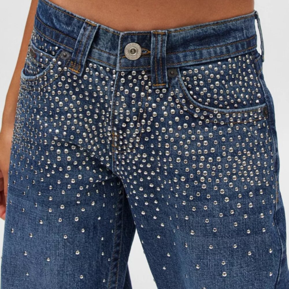 Urban Outfitters, BDG Women's Denim Studded Low Rise Straight Jeans